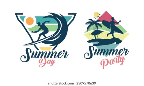 Summer and surfing logo design. Retro surfing logo template