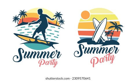 Summer and surfing logo design. Retro surfing logo template