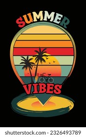 Summer Surfing on the beach, Retro design for clothes and more. Beach t-shirt design. Vector