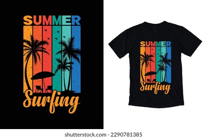 Diseño de camisetas de verano vectorial libre, diseño de camisetas retro de surf vectorial libre