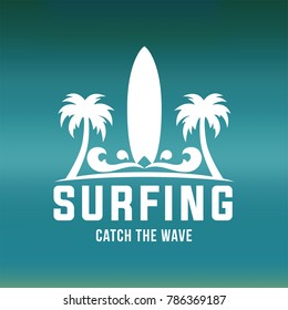 Summer surfing retro badge. Surfing concept for shirt or logo, print, stamp. Vector illustration.
