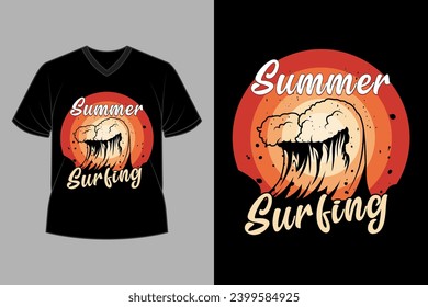 Summer Surfing Retro Vintage T Shirt Design