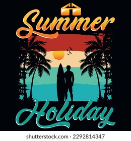 Summer surfing sea beach graphics tshirt design