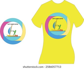 Summer, Surfing , T Shirt, Summer , Happy Surfing, Big waive surfing, surfing logo, summer t shirt