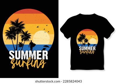  summer surfing t shirt ,Retro summer beach t shirt designs, Summer T shirt Design Vector
