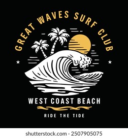 Summer surfing t shirt. Summer sublimation t shirt Vector illustration. Awesome summer t-shirt designs vector typography. California graphic t shirt typography vector illustration