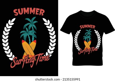 summer surfing time t shirt design, surfing t shirt design