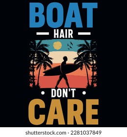 Summer surfing summer times summer loving boat beach typographic tshirt design