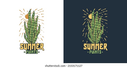 Summer surfing and tropical hawaii. Exotic plant for t-shirt print. Palm for tropic surf design