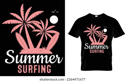 Surf de verano... plantilla de diseño de camisetas