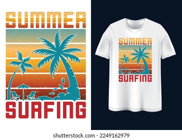 Summer surfing Typography T-shirt design