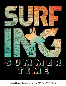 Summer surfing vector design. Summer time Print Design
