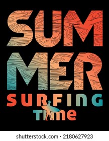 Summer surfing vector design. Summer time Print Design.