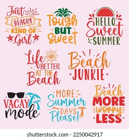 Paquete SVG de verano, vector de verano, diseño de tipografía.