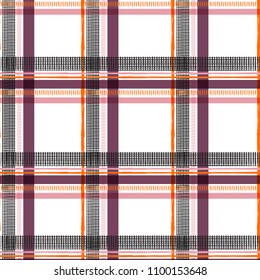 Summer sweet color window check tartan on white color background for fashion fabric and all prints seamless pattern vector in hand drawing style Summer sweet color window check tartan on white color background for fashion fabric and all prints seamless pattern vector in hand drawing style