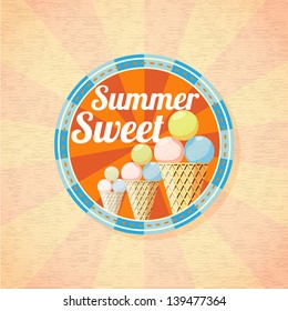 Summer sweet ice cream retro background