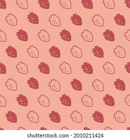 Summer Sweet Red Strawberry Flat Vector Graphic Design Seamless Pattern can be use for background and apparel design