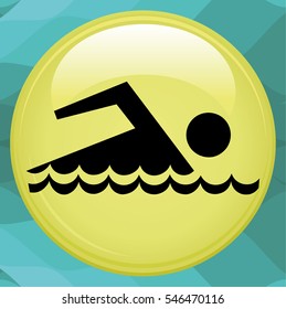 Summer Swim Water Information Flat People Pictogram Icon Isolated on White Background