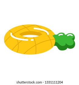 Summer swimming pool float. Inflatable circle (rubber ring, tube) in shape of pineapple isolated on white.