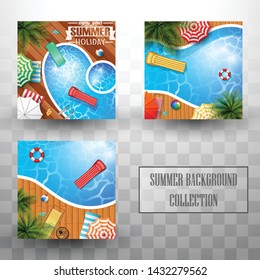 Summer swimming pool top view background collections