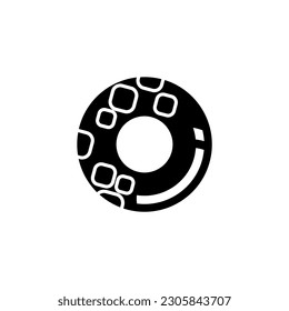 Summer swimming ring black fill icon. Rubber inflatable swimming ring symbol vector illustration in trendy style. Editable graphic resources for many purposes.