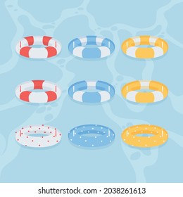 Summer swimming ring with red, blue and yellow color