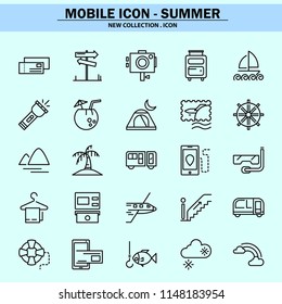 summer, swimwear, vacation, travel, bikinis, banana boat, tropical, vacation, mobile icon, line icon, illustration