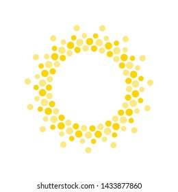 Summer symbol. Sun modern icon. Sunny circle shape. Isolated vector logo concept on white background