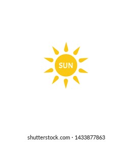 Summer symbol. Sun modern icon. Sunny circle shape. Isolated vector logo concept on white background