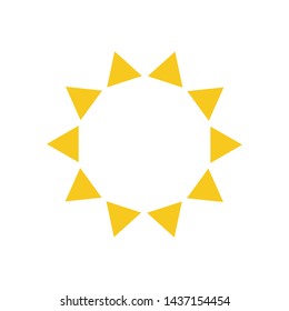 Summer symbol. Sun modern icon. Sunny circle shape. Isolated vector logo concept on white background