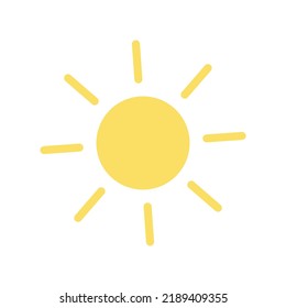 summer symbol, yellow sun icon, simple flat vector illustration on a white background
