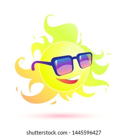 Summer symbol_Sun in beach glasses. flyer web banner design template advertising presentation bright cheerful.