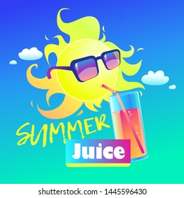 Summer symbol_The Sun Juice glass of drink flyer web banner design template advertising presentation bright cheerful