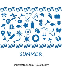 Summer symbols on a white background.- Illustration.