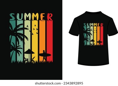 Summer t shirt artwork,beach illustration.