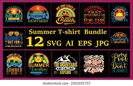 Summer T shirt Bundle  , Summer SVG Bundle