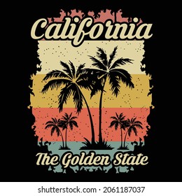Summer T Shirt. California The Golden State.