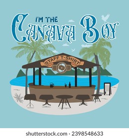 Summer t shirt design, Beach t-shirt Design, Summer beach vibes graphic print design for t shirt print, poster, sticker, background, I'm the canava boy
