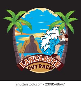 Summer t shirt design, Beach t-shirt Design, Summer beach vibes graphic print design for t shirt print, poster, sticker, background, Lanzarote cutback