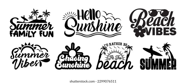 Summer T shirt Design Bundle, Vintage Summer T shirt  design, Beach shirt, Summer typography T shirt design Collection
