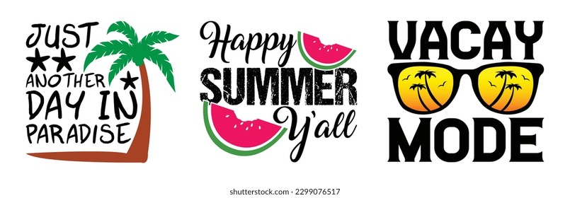 Summer T shirt Design Bundle, Vintage Summer T shirt  design, Beach shirt, Summer typography T shirt design Collection