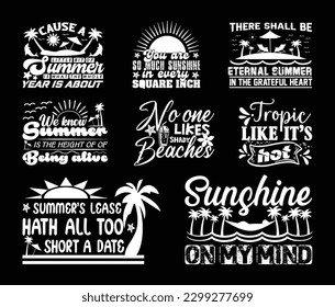 Summer T shirt Design Bundle, Quotes about Summer, Beach T shirt, Summer typography T shirt design Collection