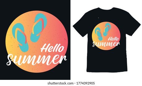 summer t shirt design, hello summer vector illustration.
