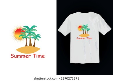 summer t shirt design. summer time t shirt design. t shirt mockup.