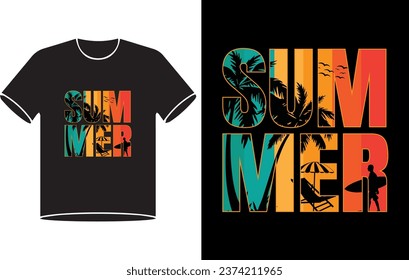 Summer t shirt design, typography, vintage Pro Vector