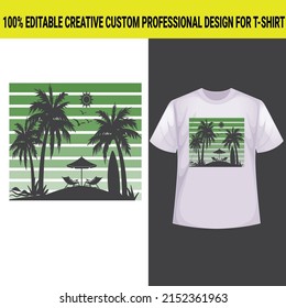 summer t shirt design, Vector  tropical beach reflection illustration, for t-shirt print and other uses. summer day.