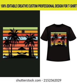 summer t shirt design, Vector  tropical beach reflection illustration, for t-shirt print and other uses. summer day.