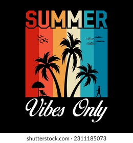 summer t shirt design vector, sunset, retro vintage, Summer apparel concept