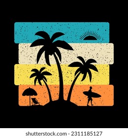 summer t shirt design vector, sunset, retro vintage, Summer apparel concept