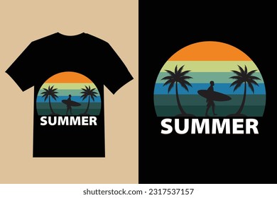 summer t shirt design , Vector summer vibes illustration , vector summer lettering with beach and ocean, silhouette palms background with quote  , t shirt design.